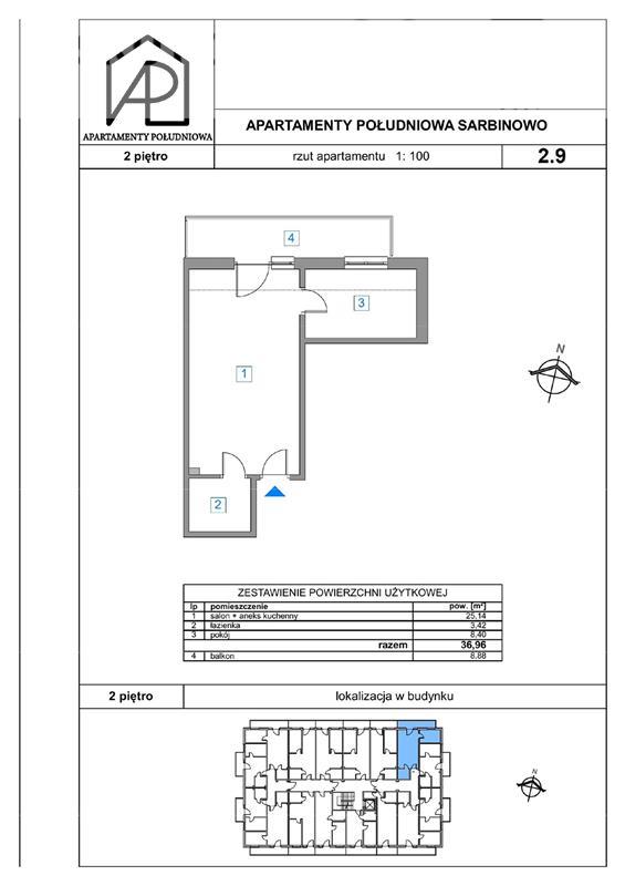Mieszkanie, 2 pok., 37 m2, Sarbinowo Pas Nadmorski (2)
