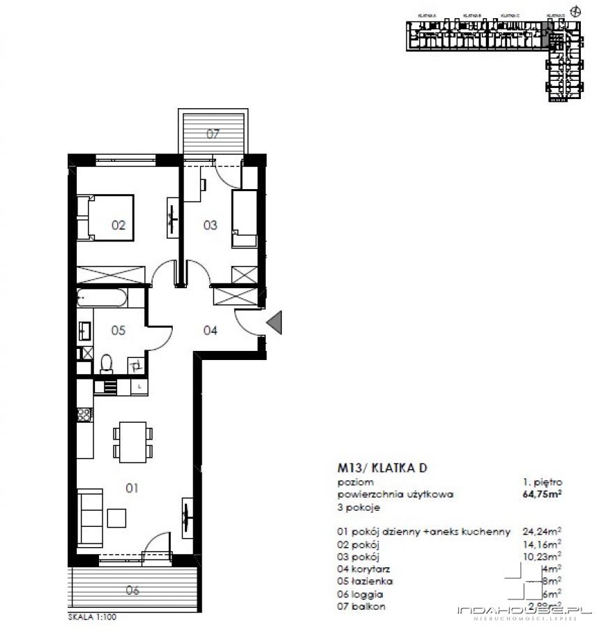 Mieszkanie, 3 pok., 65 m2, Koszalin  (2)