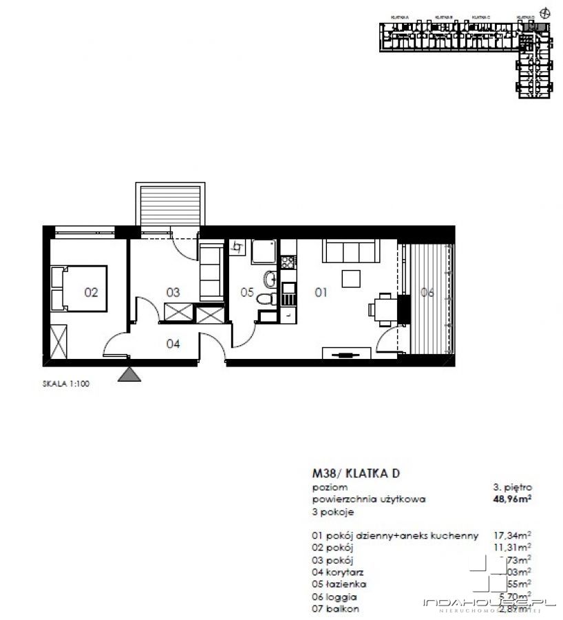 Mieszkanie, 3 pok., 49 m2, Koszalin  (2)