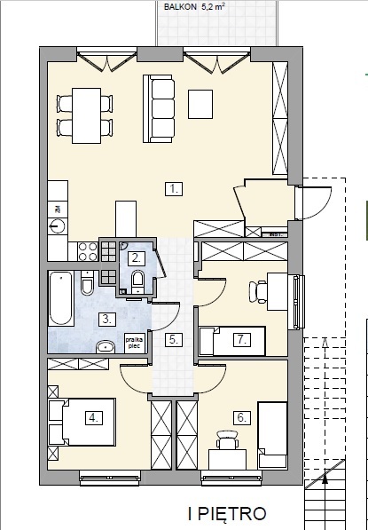 Mieszkanie trzypokojowe - 79,66 m2 z ogródkiem (1)