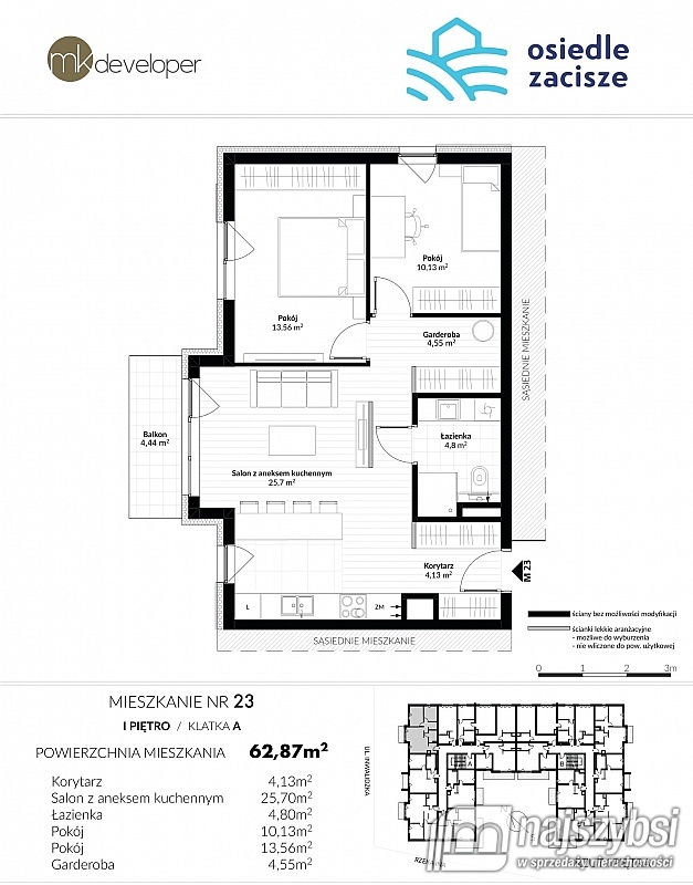 Mieszkanie, 3 pok., 63 m2, Goleniów  (1)