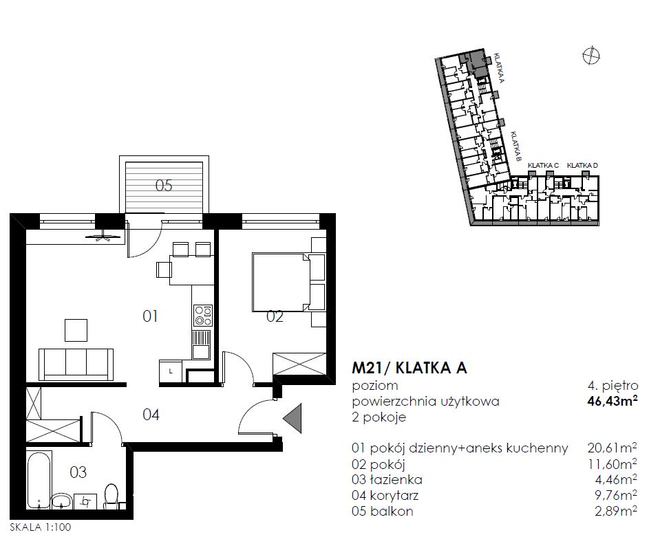 Mieszkanie, 2 pok., 46 m2, Koszalin Wenedów Przystanek Autobusowy, Tereny Rekreacyjne, (2)