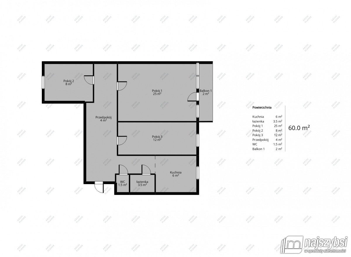 Mieszkanie, 3 pok., 60 m2, Świnoujście Centrum (2)