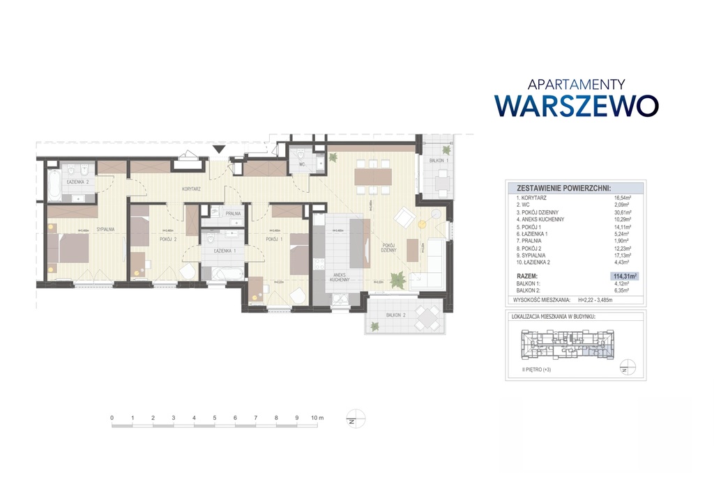 Ekskluzywny apartament taras i balkon Warszewo! (5)