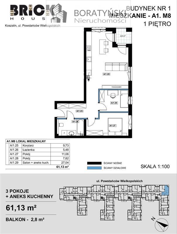 Mieszkanie, 3 pok., 72 m2, Koszalin  (6)