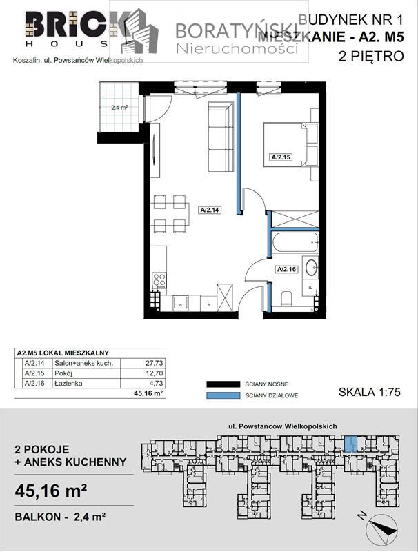 Mieszkanie, 2 pok., 45 m2, Koszalin  (6)