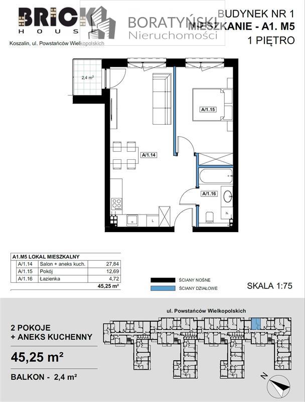 Mieszkanie, 2 pok., 45 m2, Koszalin  (6)