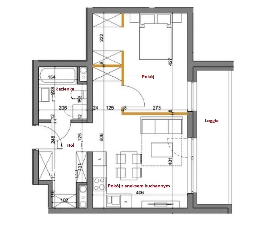 Mieszkanie 2 pokojowe z loggią (1)
