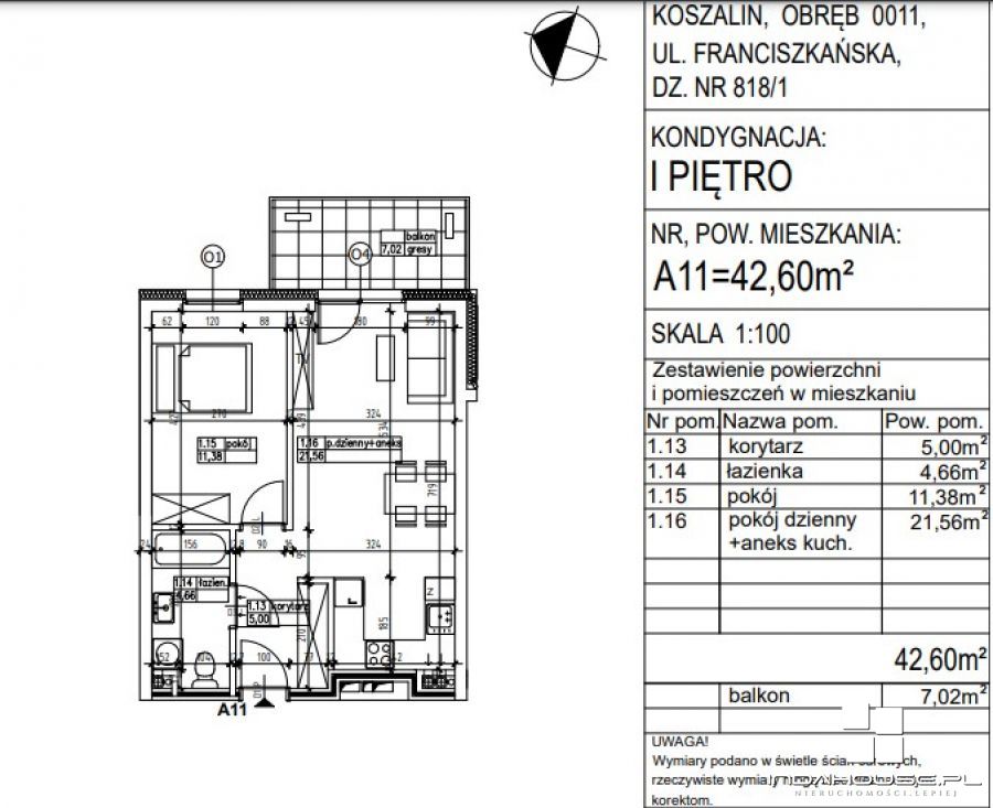 Mieszkanie, 2 pok., 43 m2, Koszalin  (2)