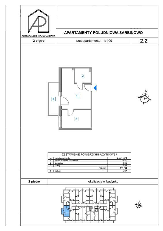 Mieszkanie, 2 pok., 27 m2, Sarbinowo Pas Nadmorski (2)