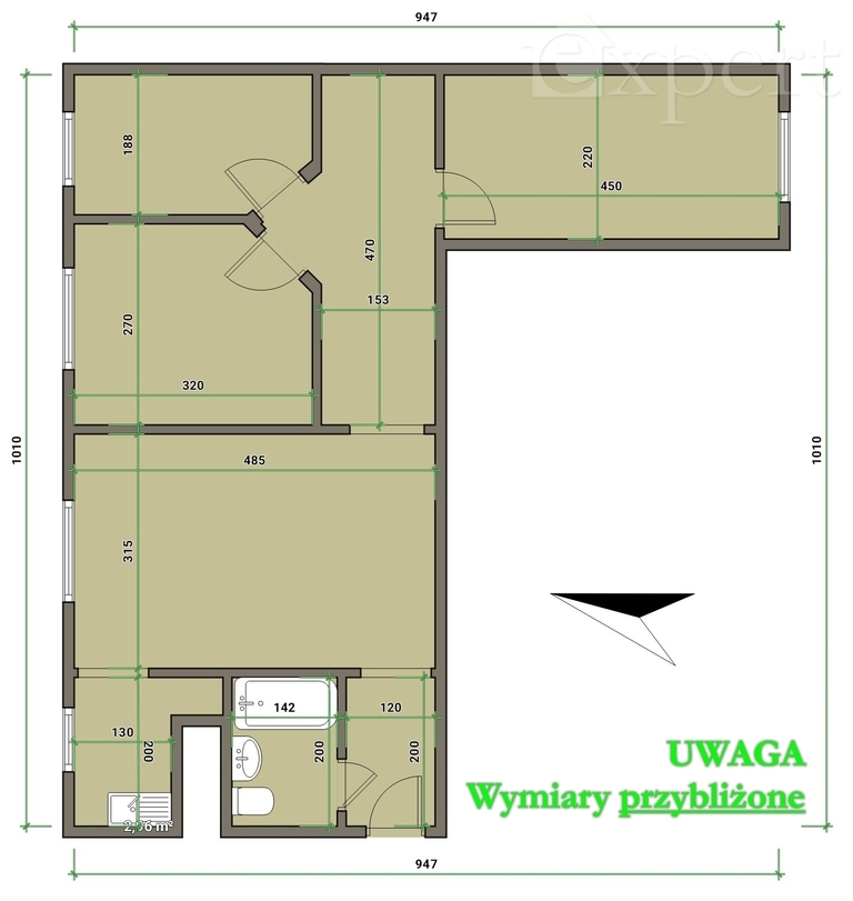 3 pokoje, w samym centrum ul. Wyszyńskiego (27)