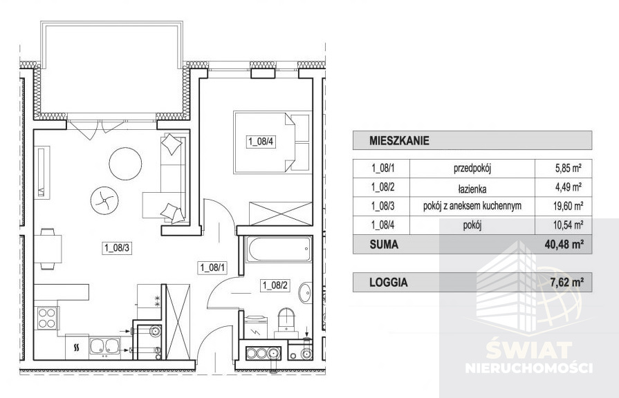 Mieszkanie, 2 pok., 40 m2, Szczecin Żelechowa (3)