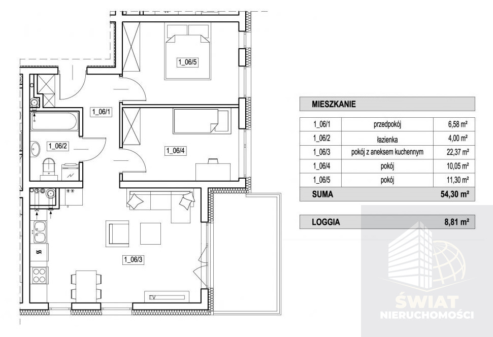 Mieszkanie, 3 pok., 54 m2, Szczecin Żelechowa (2)