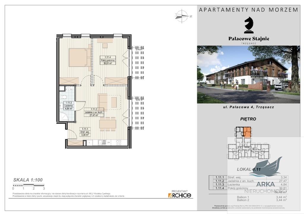 Trzęsacz Apartament 3 pok., 2 balkony, basen (10)