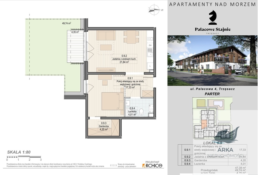 Trzęsacz Apartament 2 pok., taras, ogródek, basen (8)