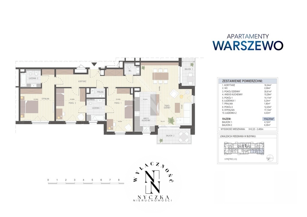 Ekskluzywny apartament taras i balkon Warszewo! (6)