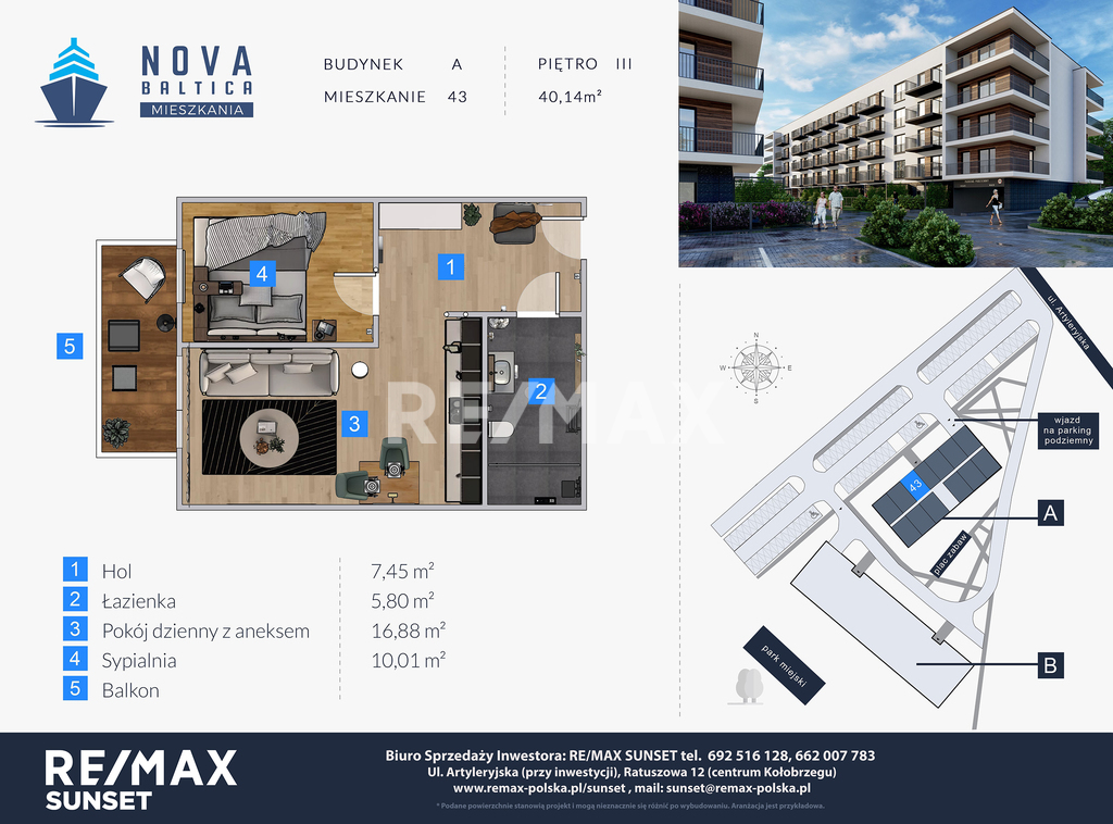 Mieszkanie NOVA BALTICA KOŁOBRZEG, 2 pokoje,A43 (1)