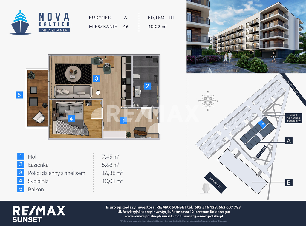 Mieszkanie NOVA BALTICA w KOŁOBRZEGU, 2 pokoje,A46 (2)