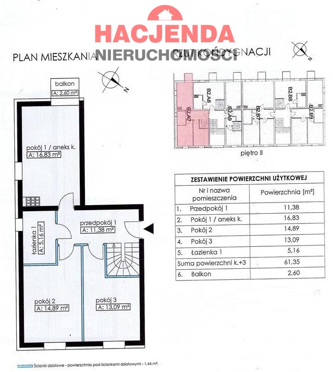 Mieszkanie, 3 pok., 61 m2, Police  (4)