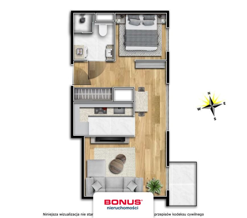 Mieszkanie, 1 pok., 32 m2, Szczecin Centrum (1)