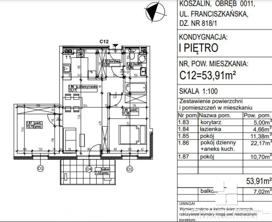 Nowe 3 pokojowe mieszkanie z balkonem na I piętrze (2)