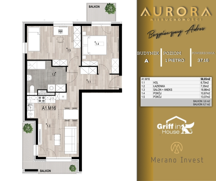 Nowe M, 56m2, 3 pokoje, garaż, os.Pyrzyckie (4)