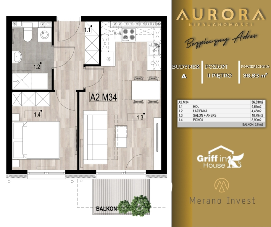 Nowe M, 36m2, 2 pokoje, garaż (3)