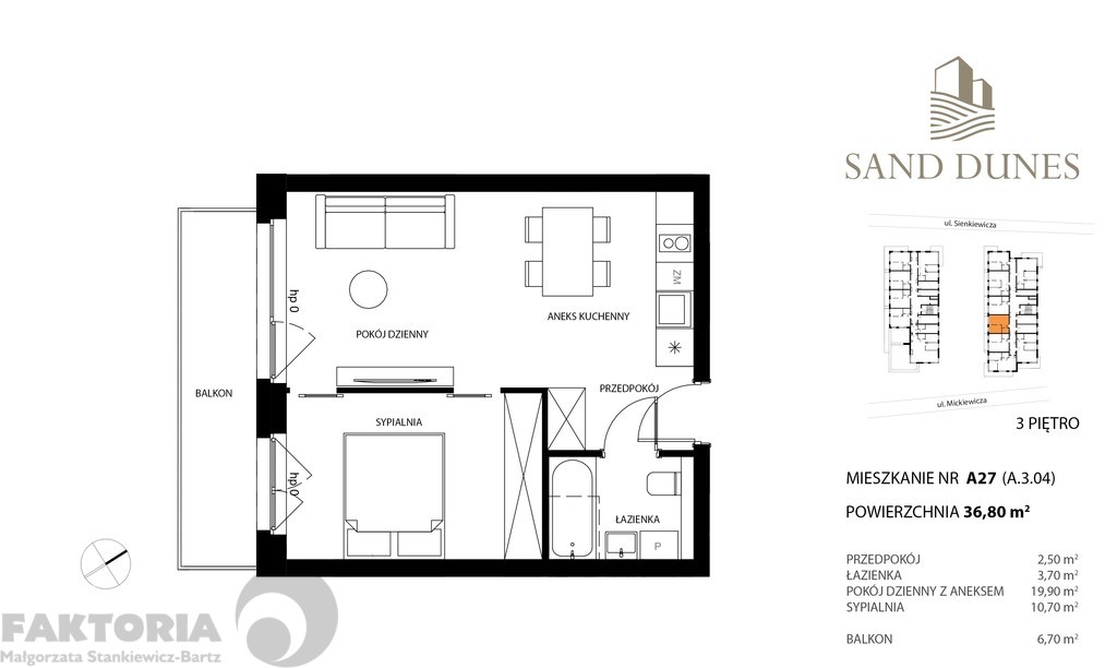 Apartament 2 pokojowy, balkon 6,6 m2, nad morzem. (2)