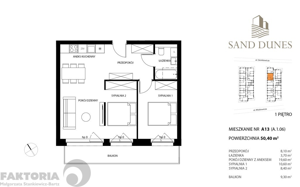 Apartament 3 pokojowy, balkon 9,3 m2, nad morzem. (4)