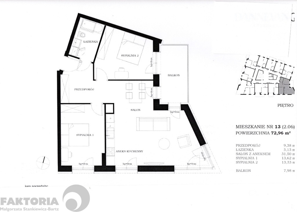 Nowa inwestycja 3 pokoje 72,96 m2, balkon 7,98 m2 (1)