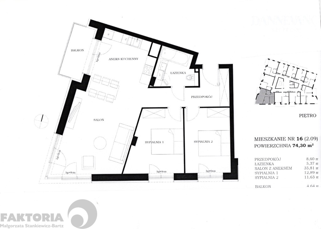 Nowa inwestycja 3 pokoje 74,3 m2, balkon 4,64 m2 (1)