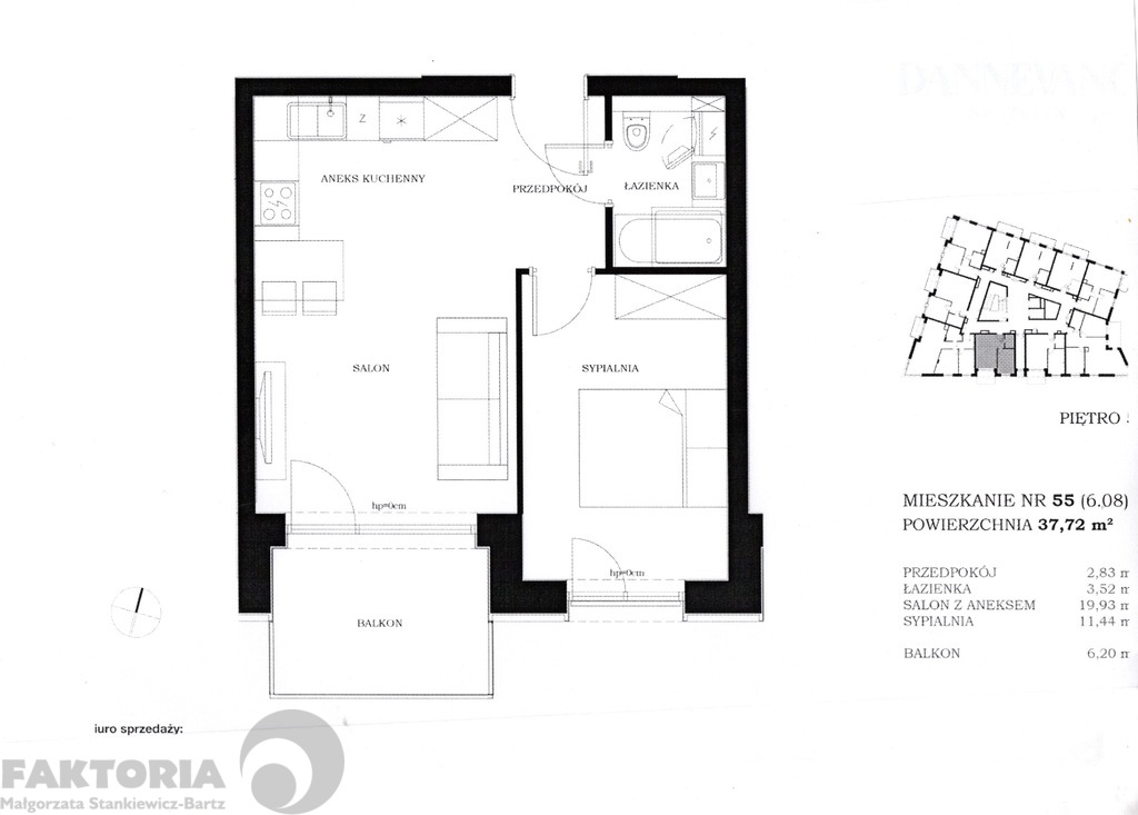 Nowa inwestycja 2 pokoje 37,72 m2, balkon 6,2 m2 (1)