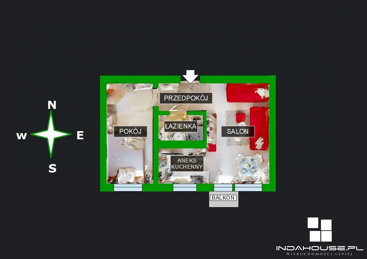 M2, 2 pokojowe nad morzem. I p., balkon. Podczele (9)