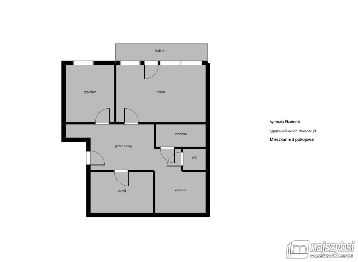 Goleniów- 3 pokoje z balkonem 63 m2  (23)
