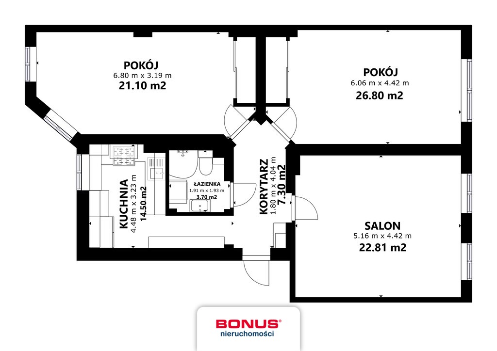 Atrakcyjne 3 pokoje w pobliżu parku Kasprowicza. (2)