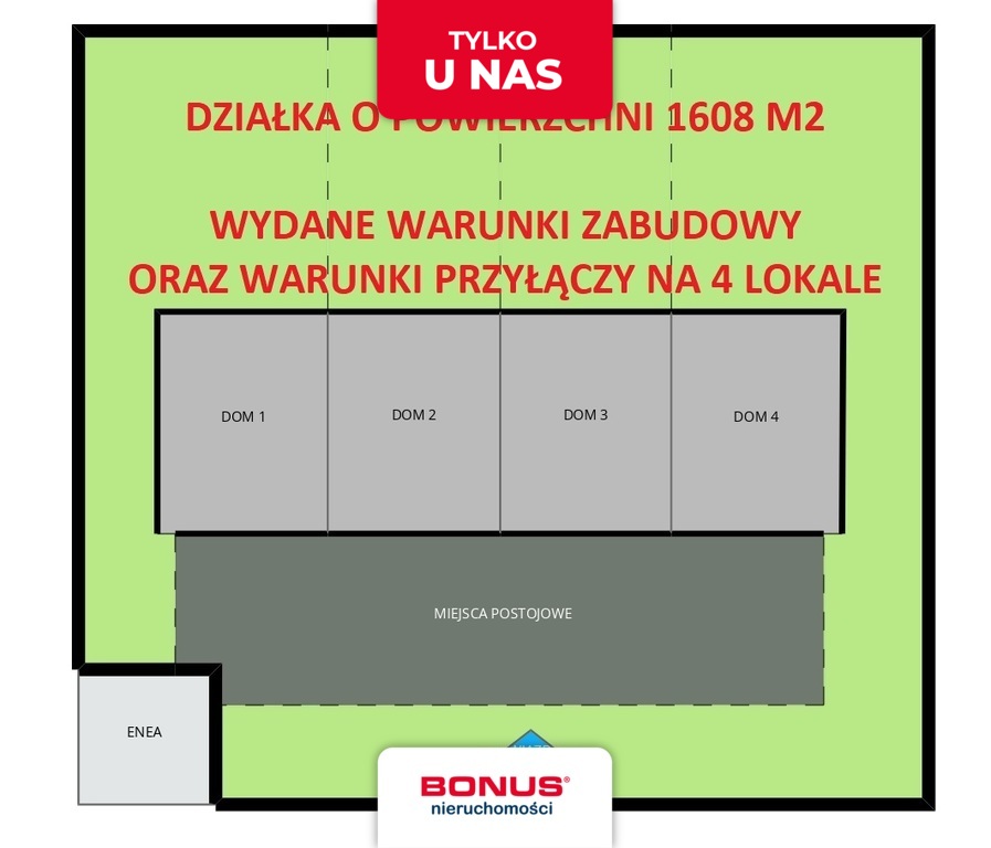 Działka z WZ + warunki przyłączy na 4 lokale !!! (1)