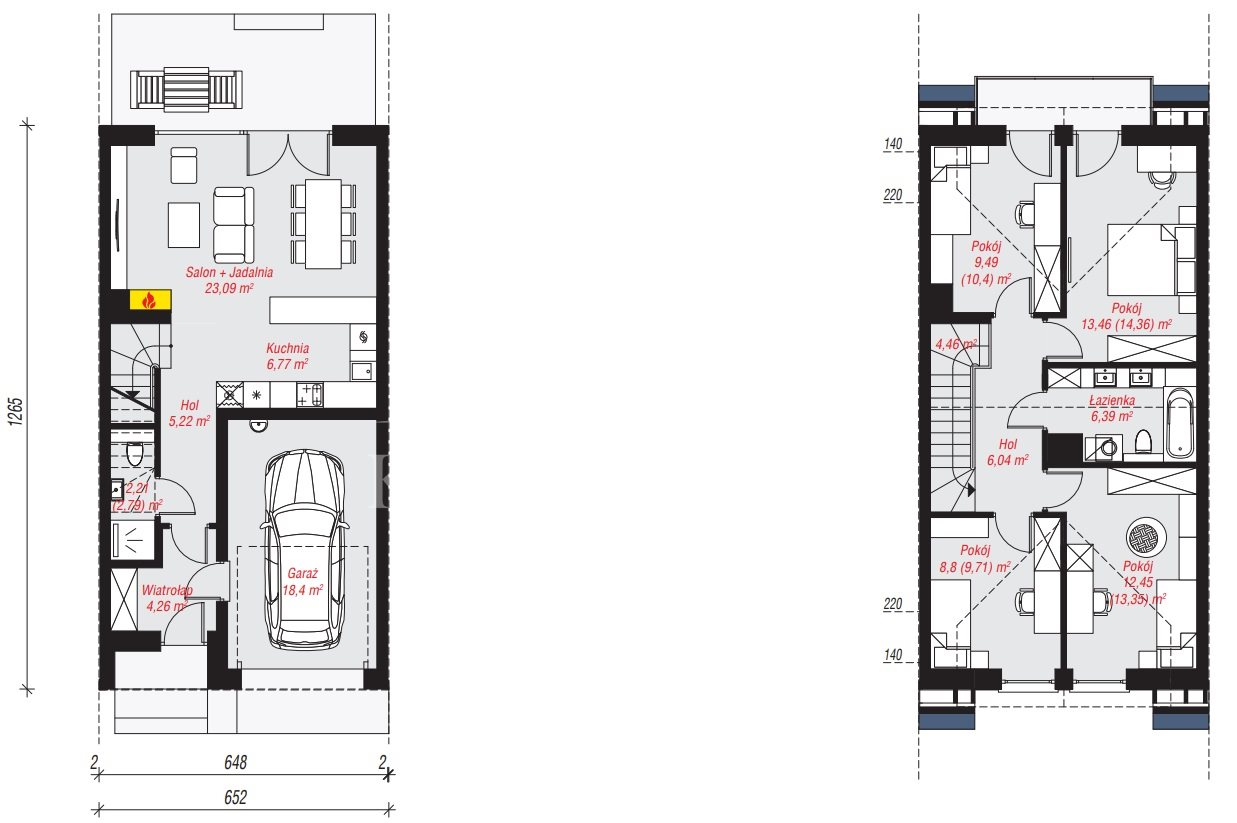 5 pokojowy bliźniak z garażem, trawa, ogrodzenie. (9)