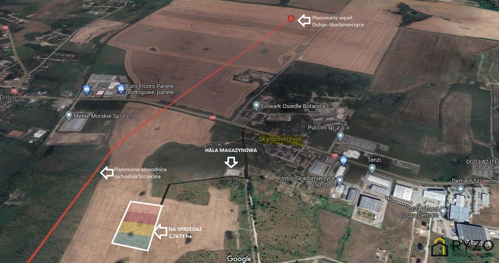 Teren 1,7672 ha z warunkami zabudowy pod 2 hale. (13)