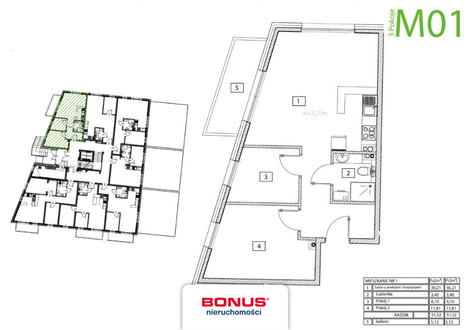 Mieszkanie, 3 pok., 52 m2, Świnoujście  (1)