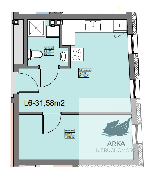 Mieszkanie, 2 pok., 32 m2, Police  (2)