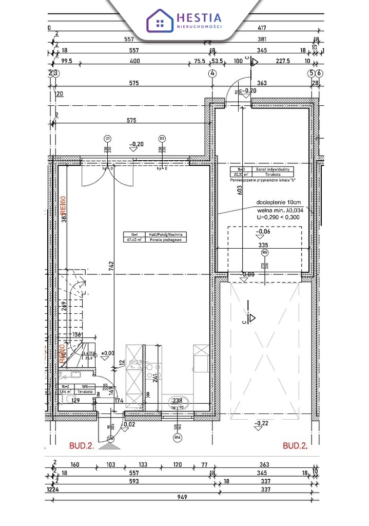 Środkowy segment z dużym garażem, 4-pokoje ogródek (1)
