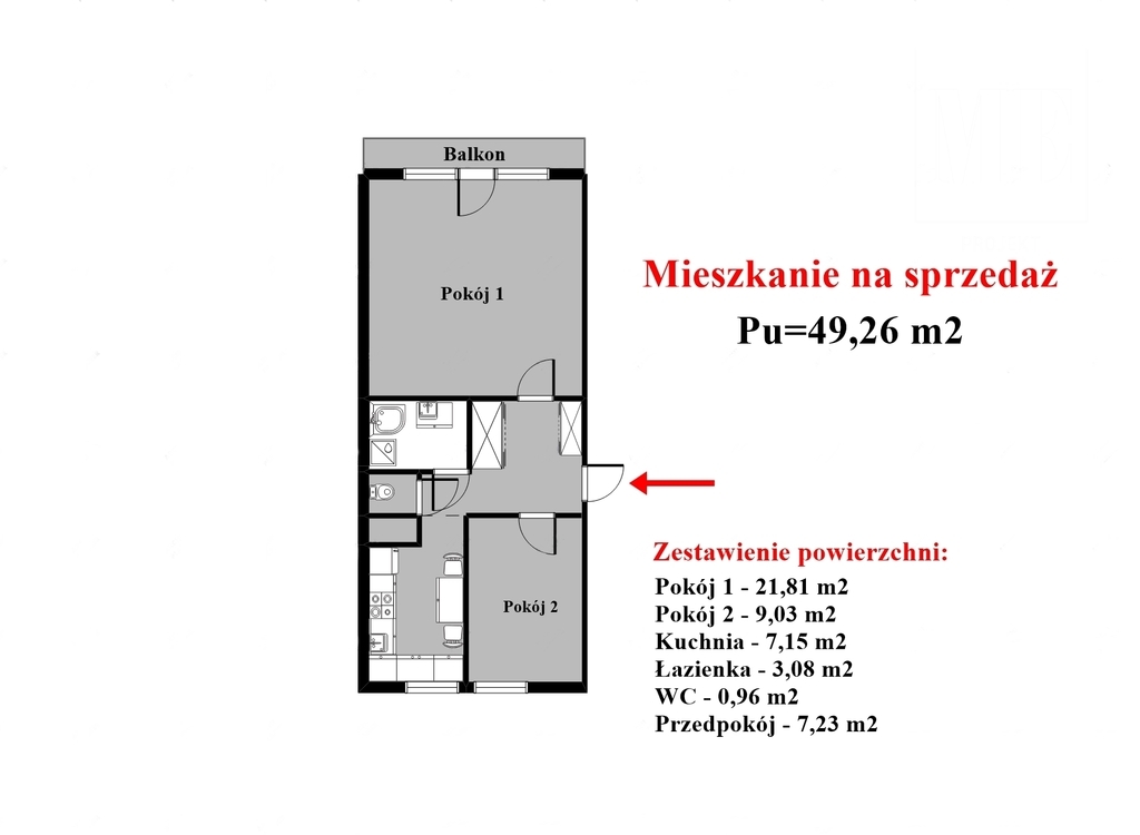Mieszkanie na sprzedaż 2 pokoje balkon gotowe (13)