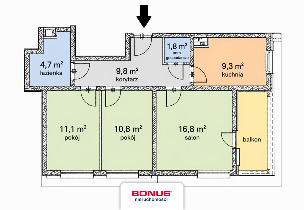 3 pokoje - Osobna kuchnia - Duży balkon - Parking (27)