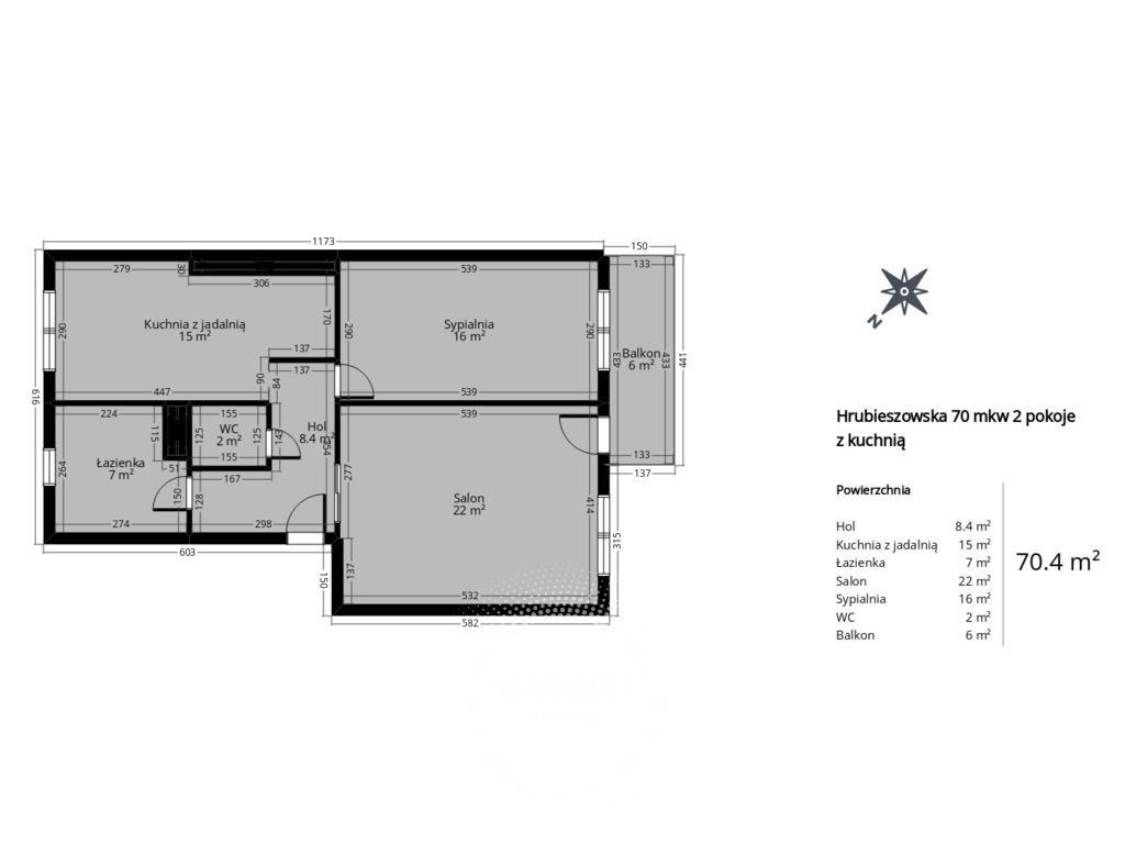 Niezwykle przestronne 2 pokoje I balkon I Gumieńce (15)