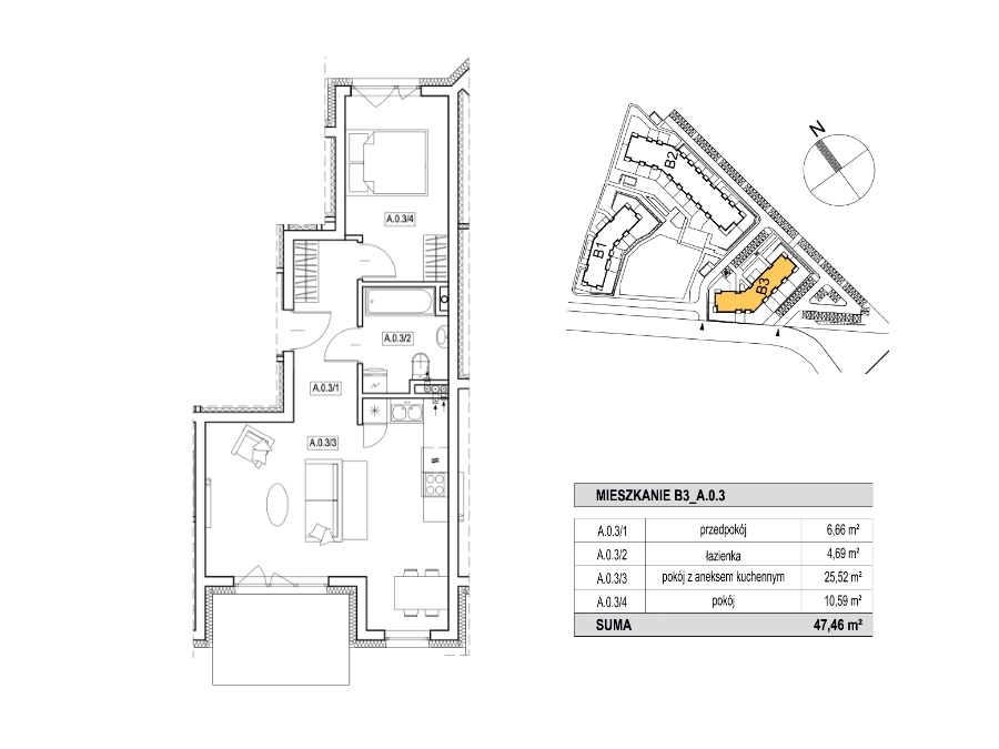 Dwupokojowe 47 m2 z ogródkiem na Warszewie (3)