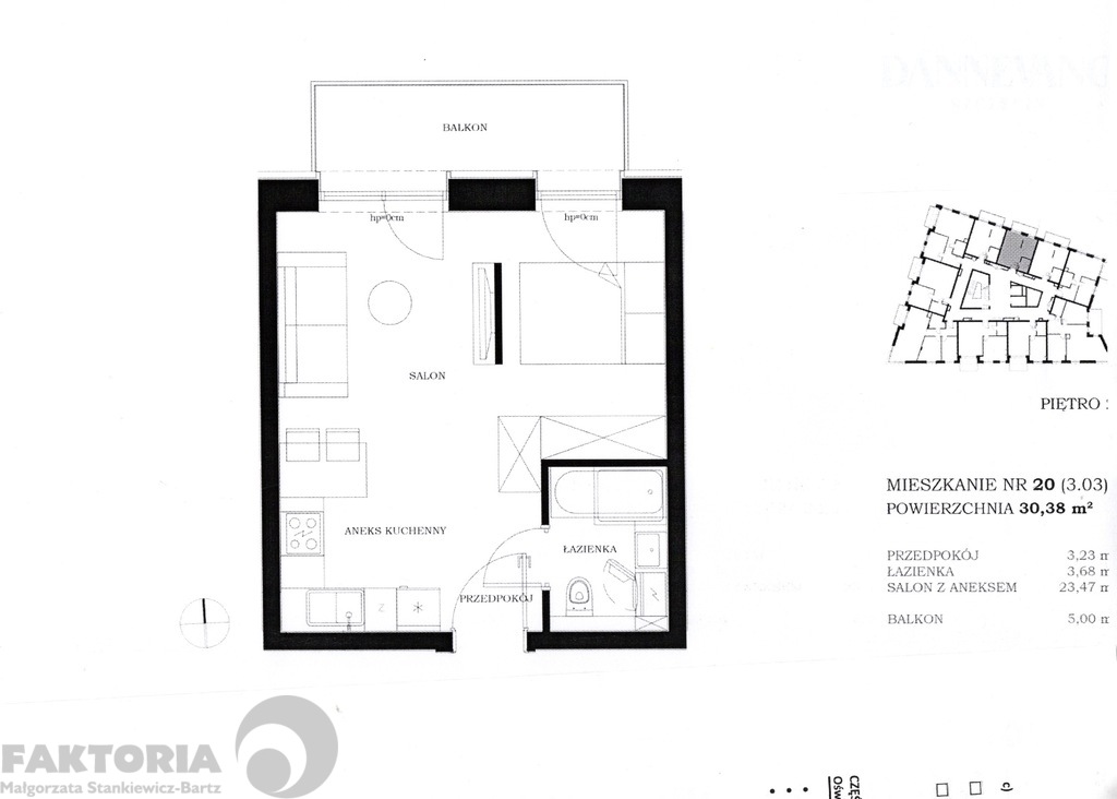 Nowa inwestycja 1 pokój 30,47 m2, balkon 5 m2 (1)