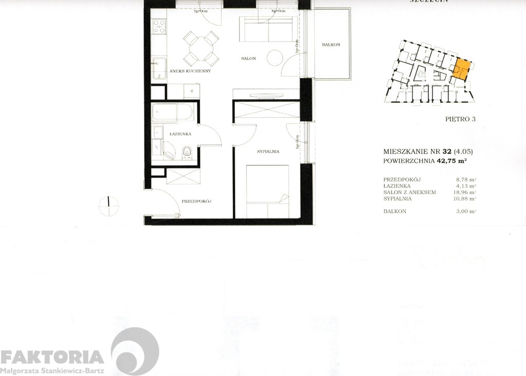 Nowa inwestycja 2 pokoje 42,74 m2, balkon 2,99 m2 (1)