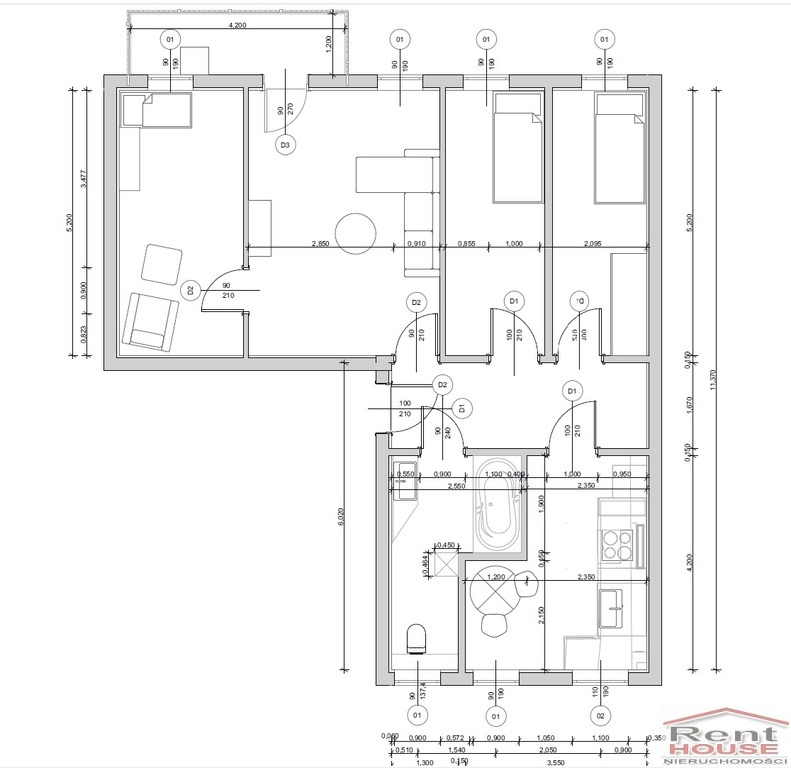 Mieszkanie 3-4 pokoje, balkon, centrum (4)