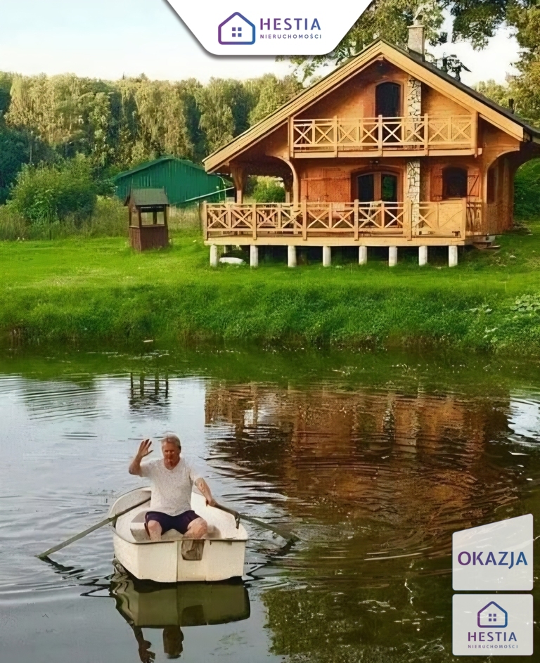 Siedlisko z domem z bali i własnym stawem (1)