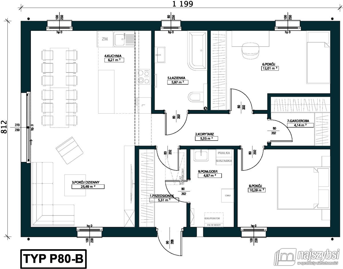 Strzelczyn- działka + dom 80 m2, stan deweloperski (19)